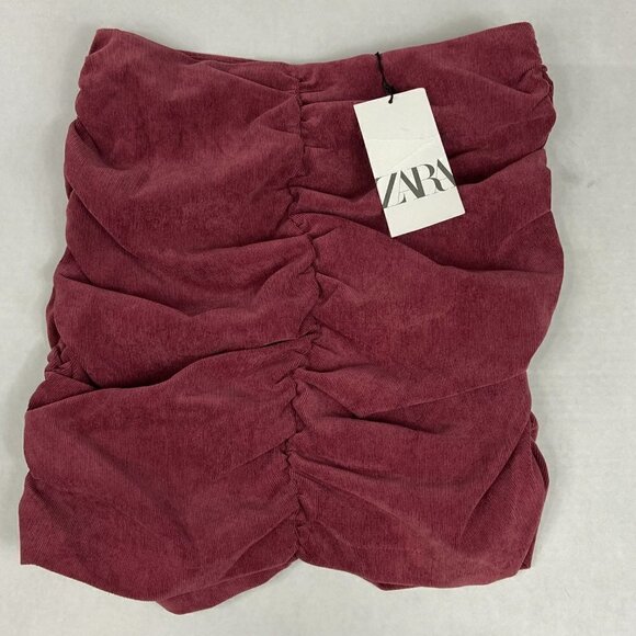 Zara Rusched High-Waist Corduroy Mini Skirt, M - Picture 7 of 9